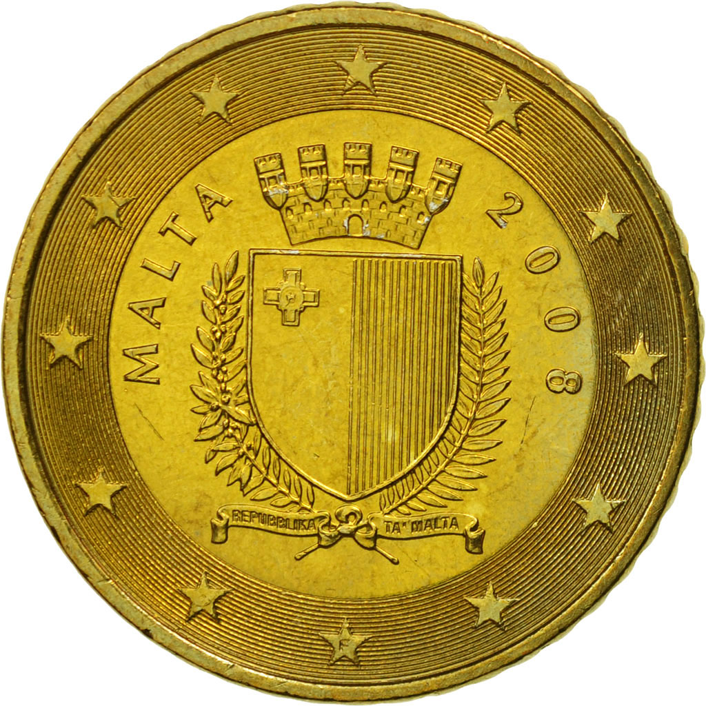 Malte, 50 Euro Cent, 2008, SPL, Laiton, KM:130