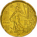 Moneta, Francja, 20 Euro Cent, 1999, Paris, MS(63), Mosiądz, KM:1286