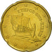 Chipre, 20 Euro Cent, 2008, EBC, Latón, KM:82