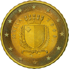Malta, 10 Euro Cent, 2008, SPL-, Ottone, KM:128