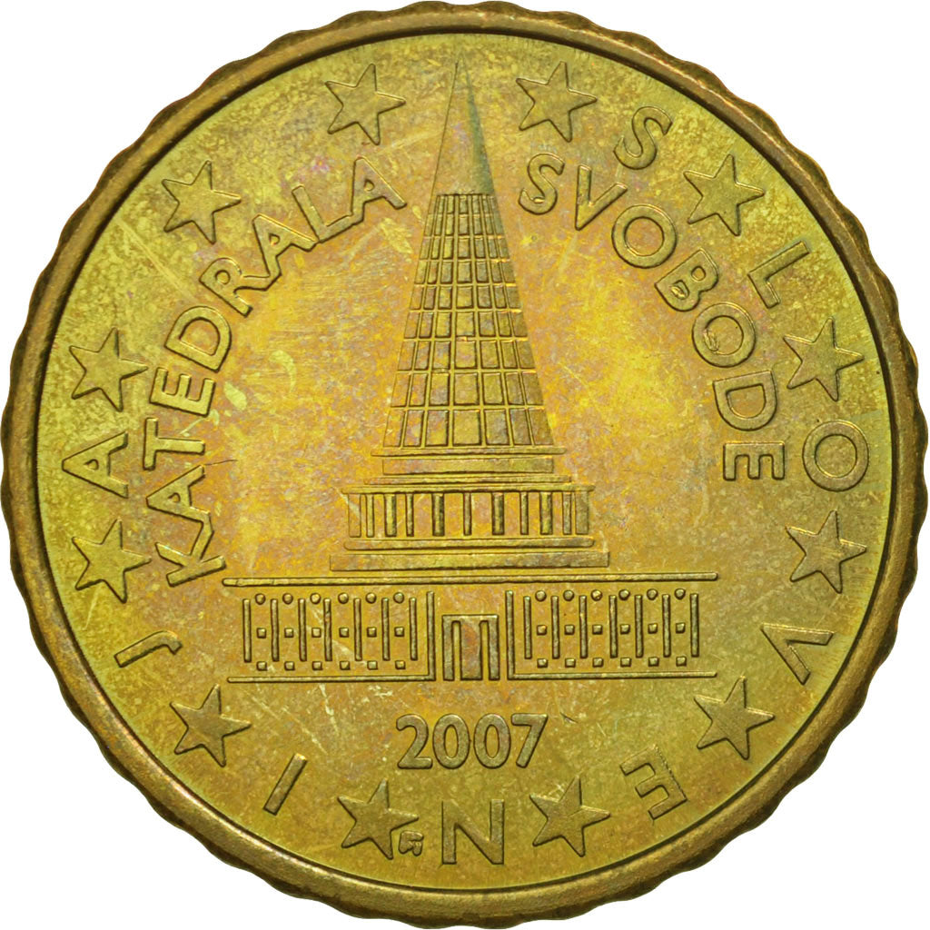Słowenia, 10 Euro Cent, 2007, Vantaa, AU(55-58), Mosiądz, KM:71