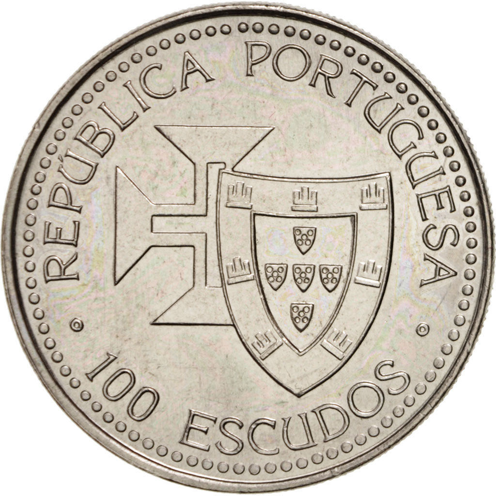 PORTUGAL, 100 Escudos, 1989, KM #647, MS(63), Copper-Nickel, 34, 16.76