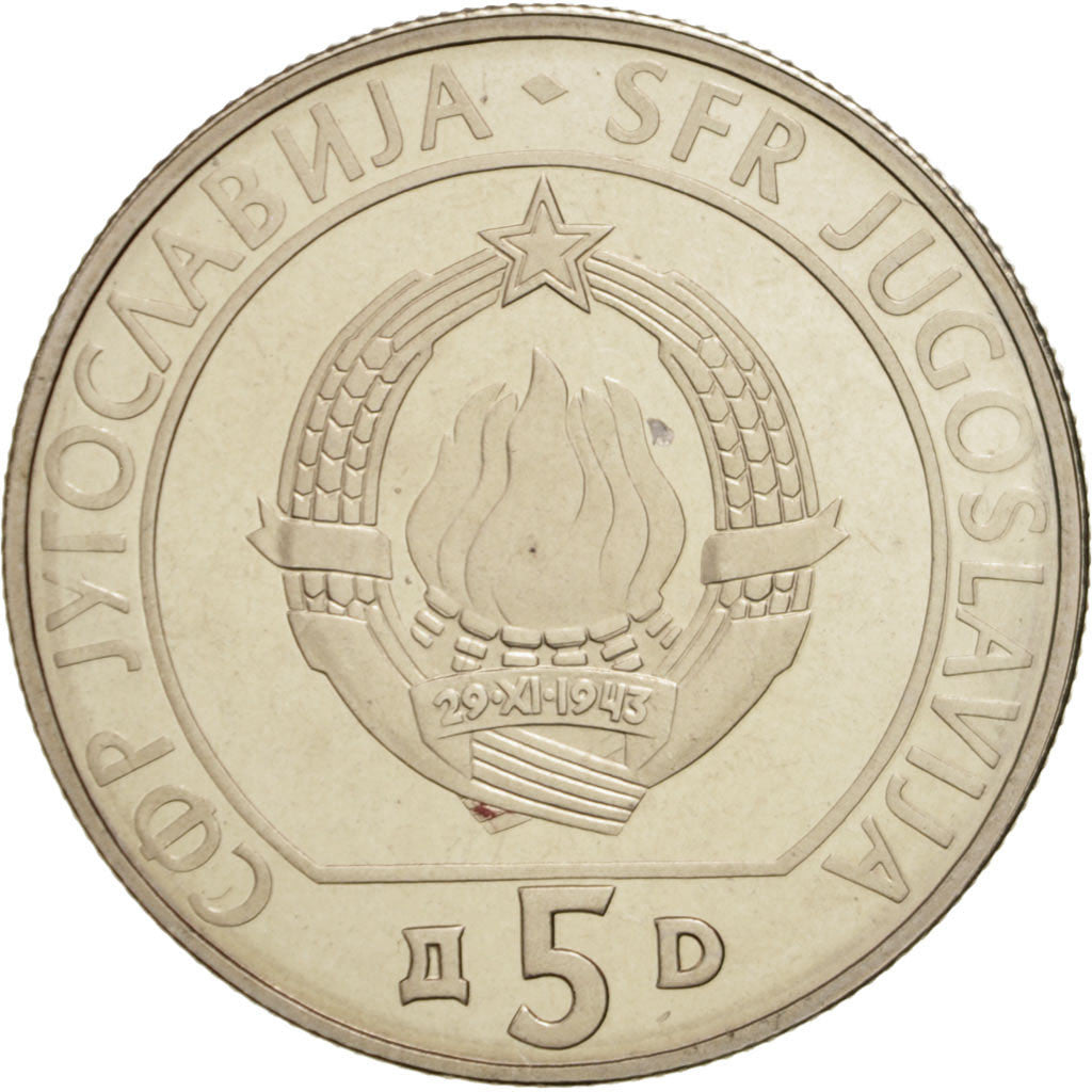 Münze, Jugoslawien, 5 Dinara, 1990, STGL, Copper-Nickel-Zinc, KM:145