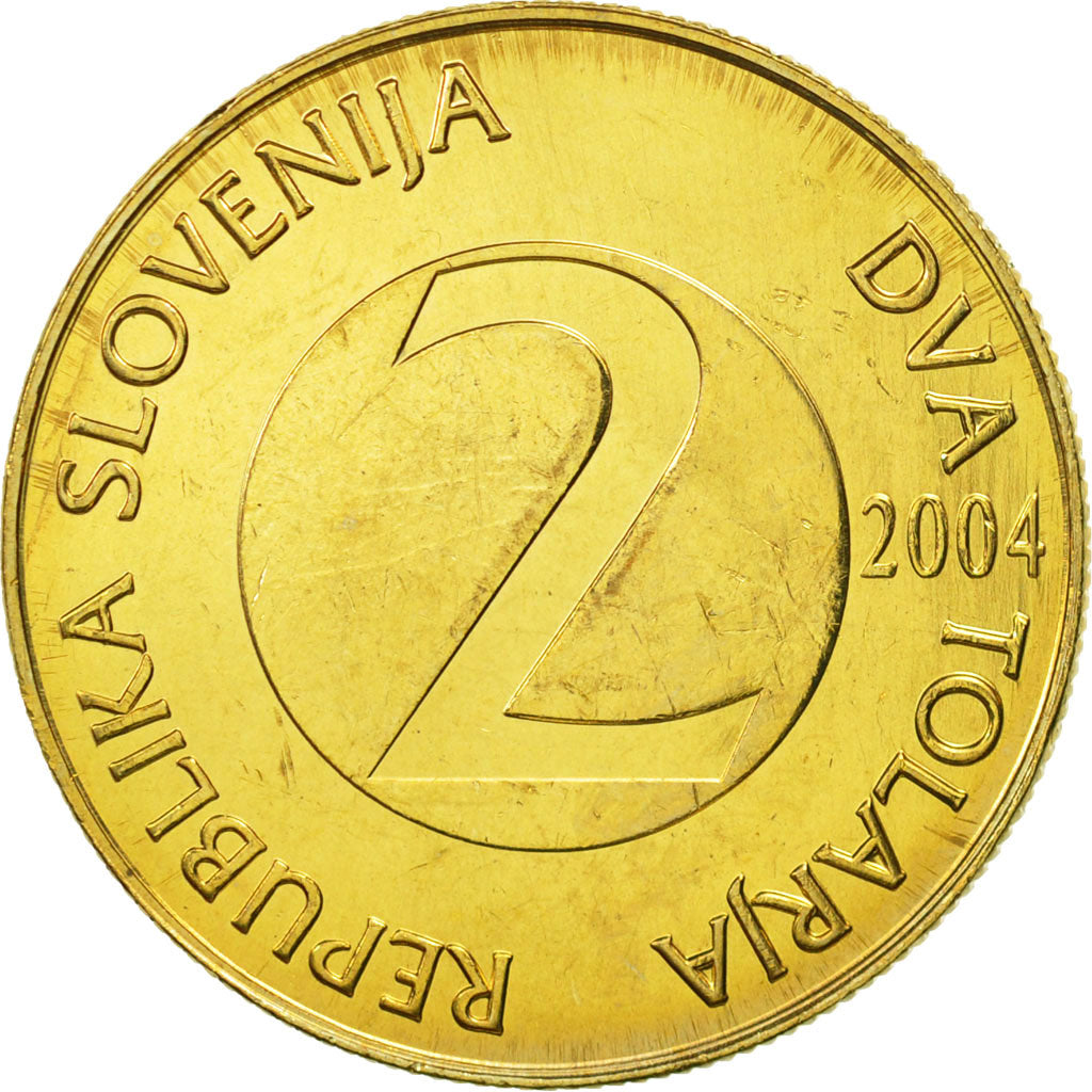 Moneta, Słowenia, 2 Tolarja, 2004, MS(63), Mosiądz niklowy, KM:5