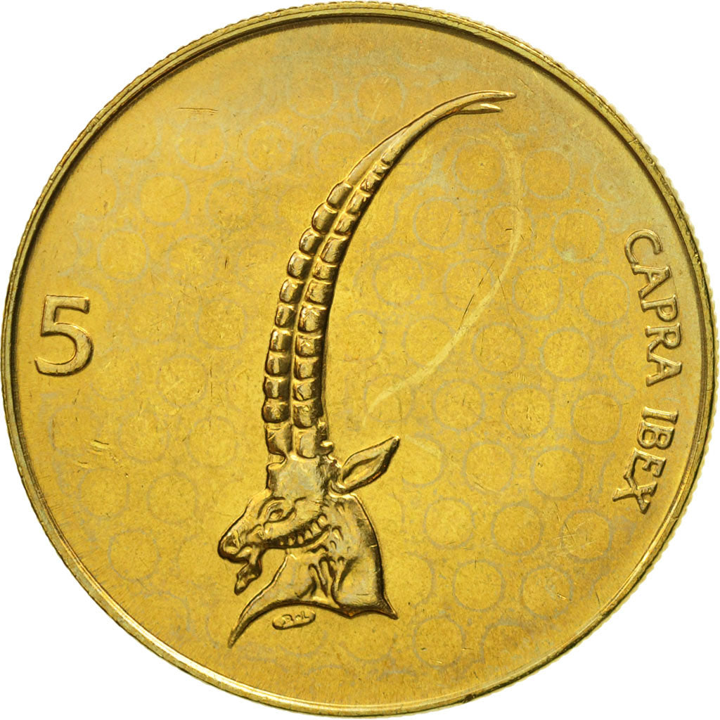 Moneda, Eslovenia, 5 Tolarjev, 2000, SC, Níquel - latón, KM:6