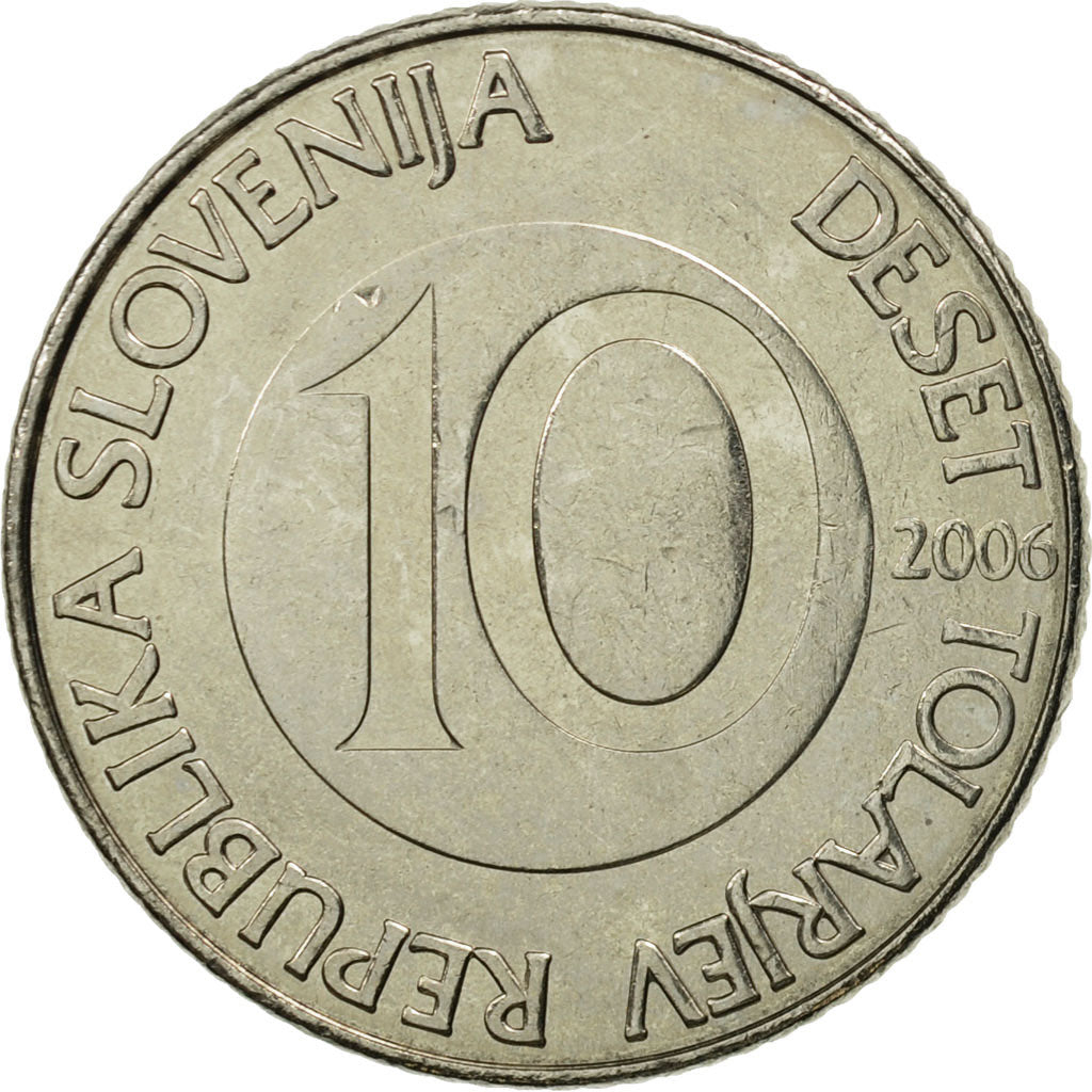 Coin, Slovenia, 10 Tolarjev, 2006, MS(63), Copper-nickel, KM:41