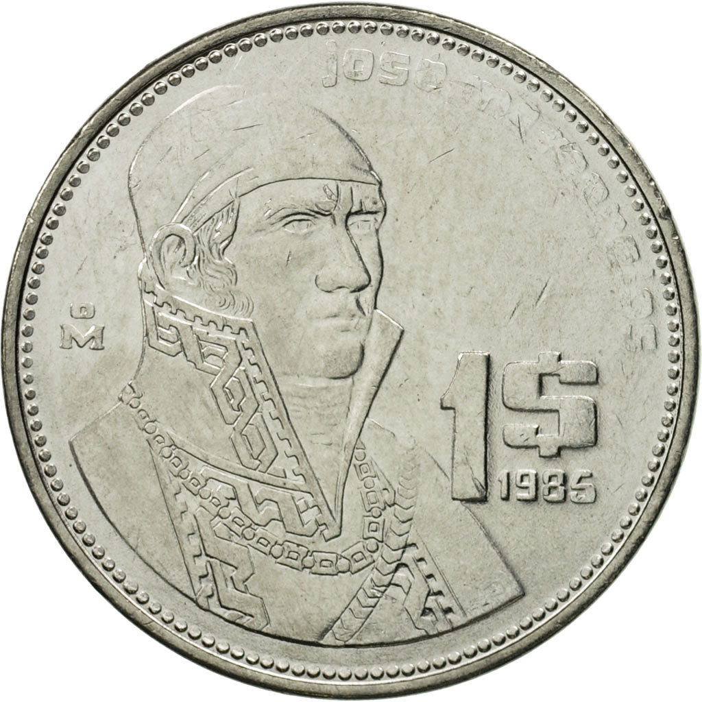 Coin, Mexico, Peso, 1985, Mexico City, MS(65-70), Copper, KM:Pn233