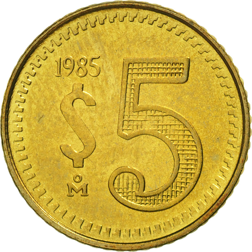 Coin, Mexico, 5 Pesos, 1985, Mexico City, MS(65-70), Copper-nickel, KM:485