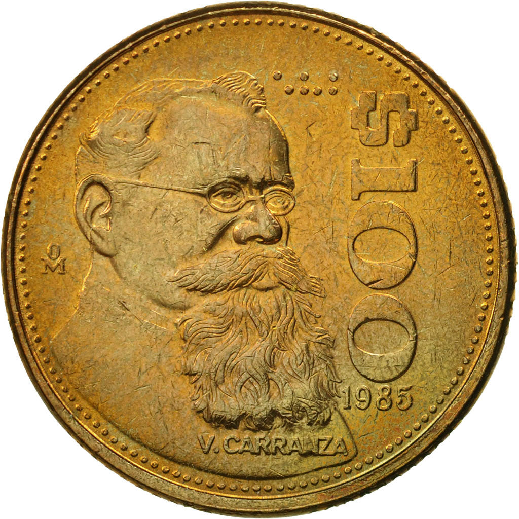 Coin, Mexico, 100 Pesos, 1985, Mexico City, MS(65-70), Aluminum-Bronze, KM:493