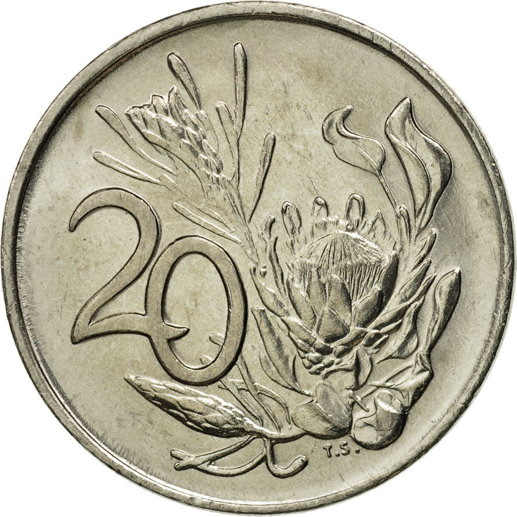 Coin, South Africa, 20 Cents, 1982, MS(65-70), Nickel, KM:113