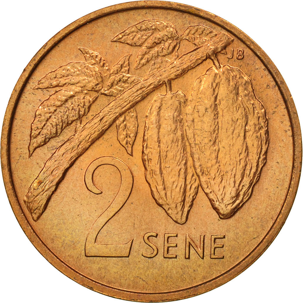 Coin, Samoa, 2 Sene, 1974, MS(65-70), Bronze, KM:13