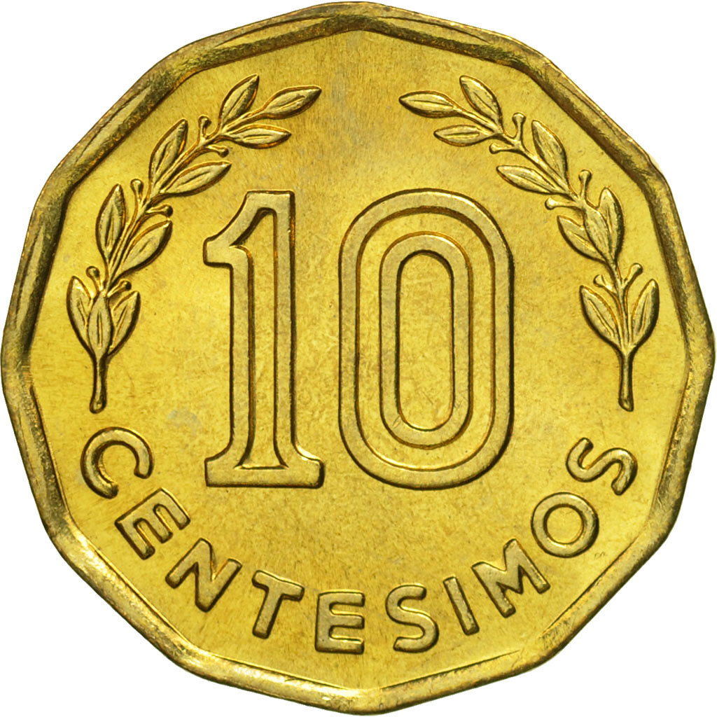 Uruguay, 10 Centesimos, 1981, Santiago, MS(65-70), Aluminum-Bronze, KM:66