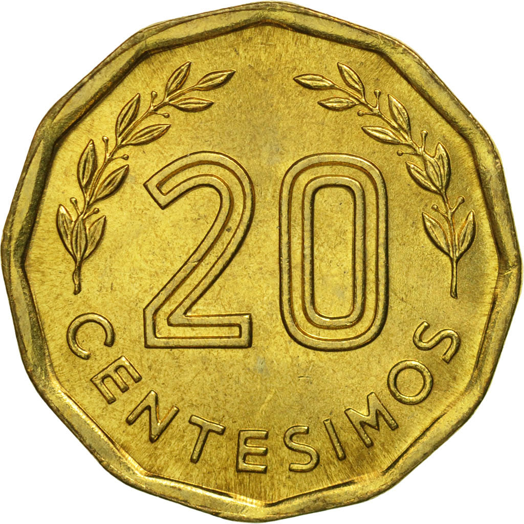 Uruguay, 20 Centesimos, 1981, Santiago, MS(65-70), Aluminum-Bronze, KM:67