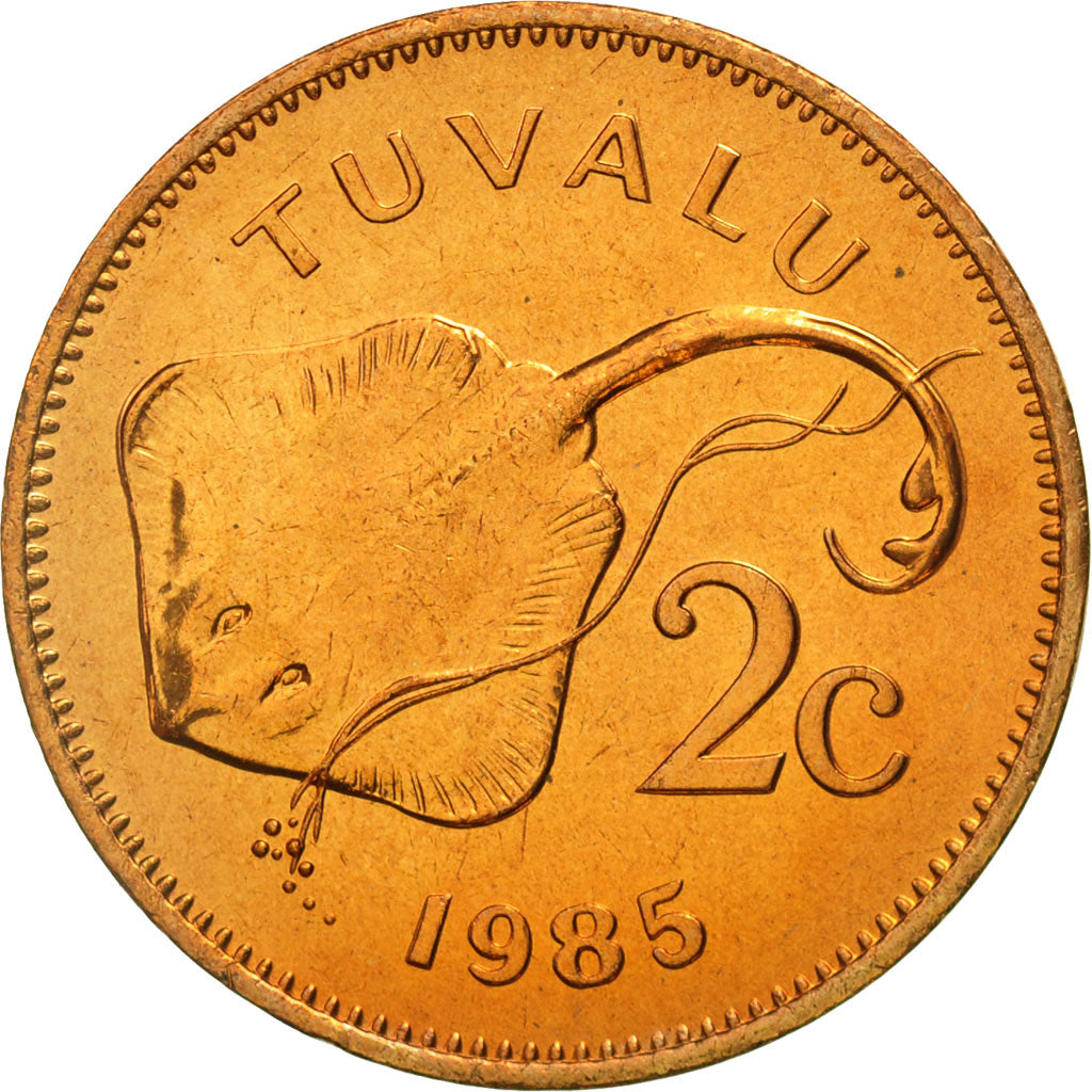 Tuvalu, Elizabeth II, 2 Cents, 1985, British Royal Mint, MS(65-70), Bronze, KM:2