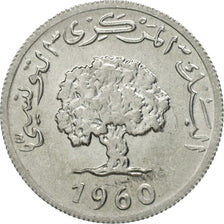 Coin, Tunisia, 2 Millim, 1960, MS(65-70), Aluminum, KM:281