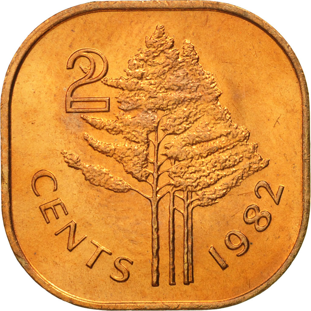 Coin, Swaziland, Sobhuza II, 2 Cents, 1982, British Royal Mint, MS(65-70)