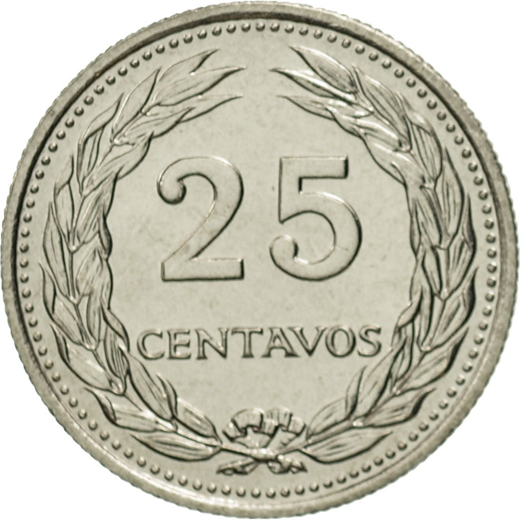 El Salvador, 25 Centavos, 1977, British Royal Mint, MS(65-70), Nickel, KM:139