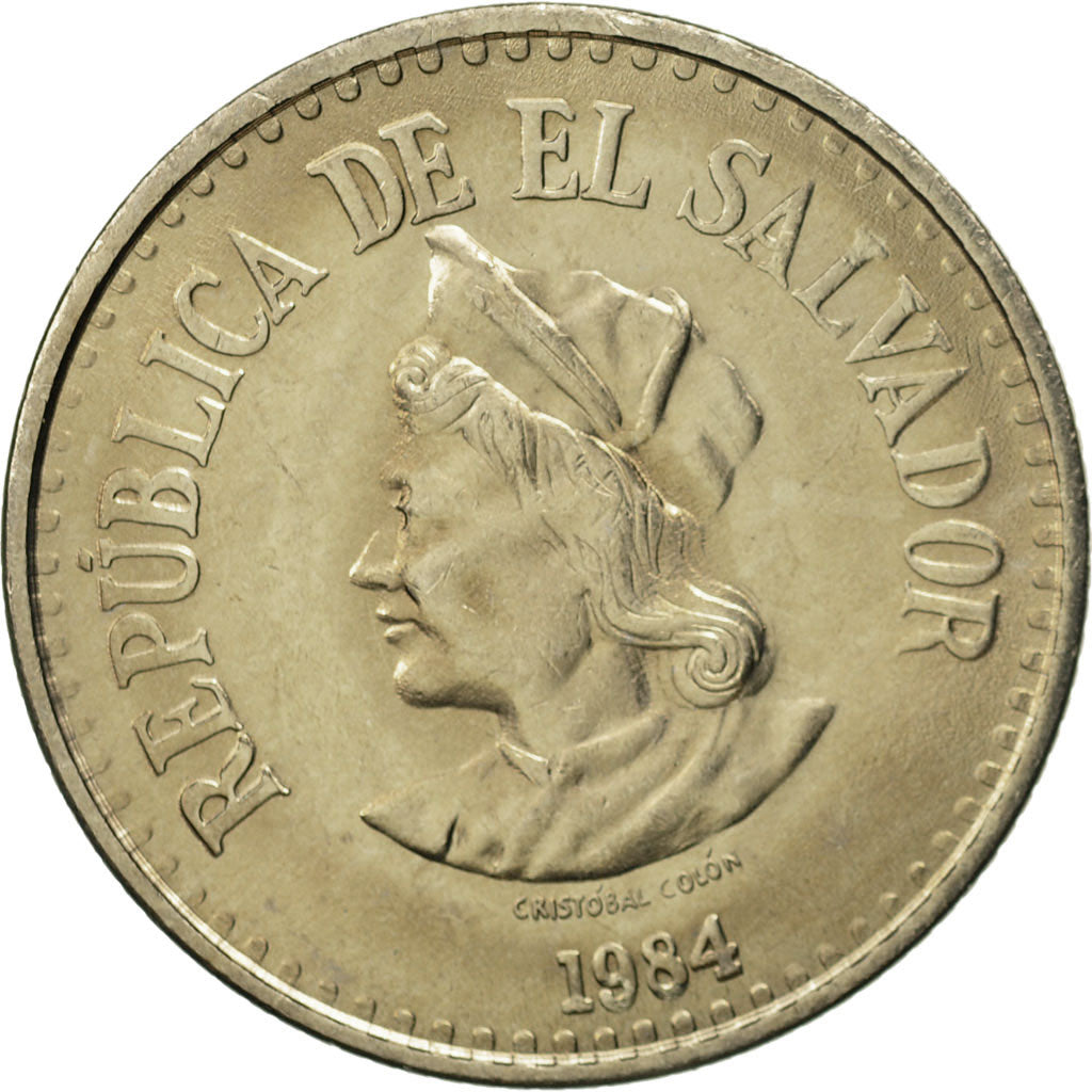 El Salvador, Colon, 1984, Mexico City, Mexico, MS(65-70), Copper-nickel, KM:153