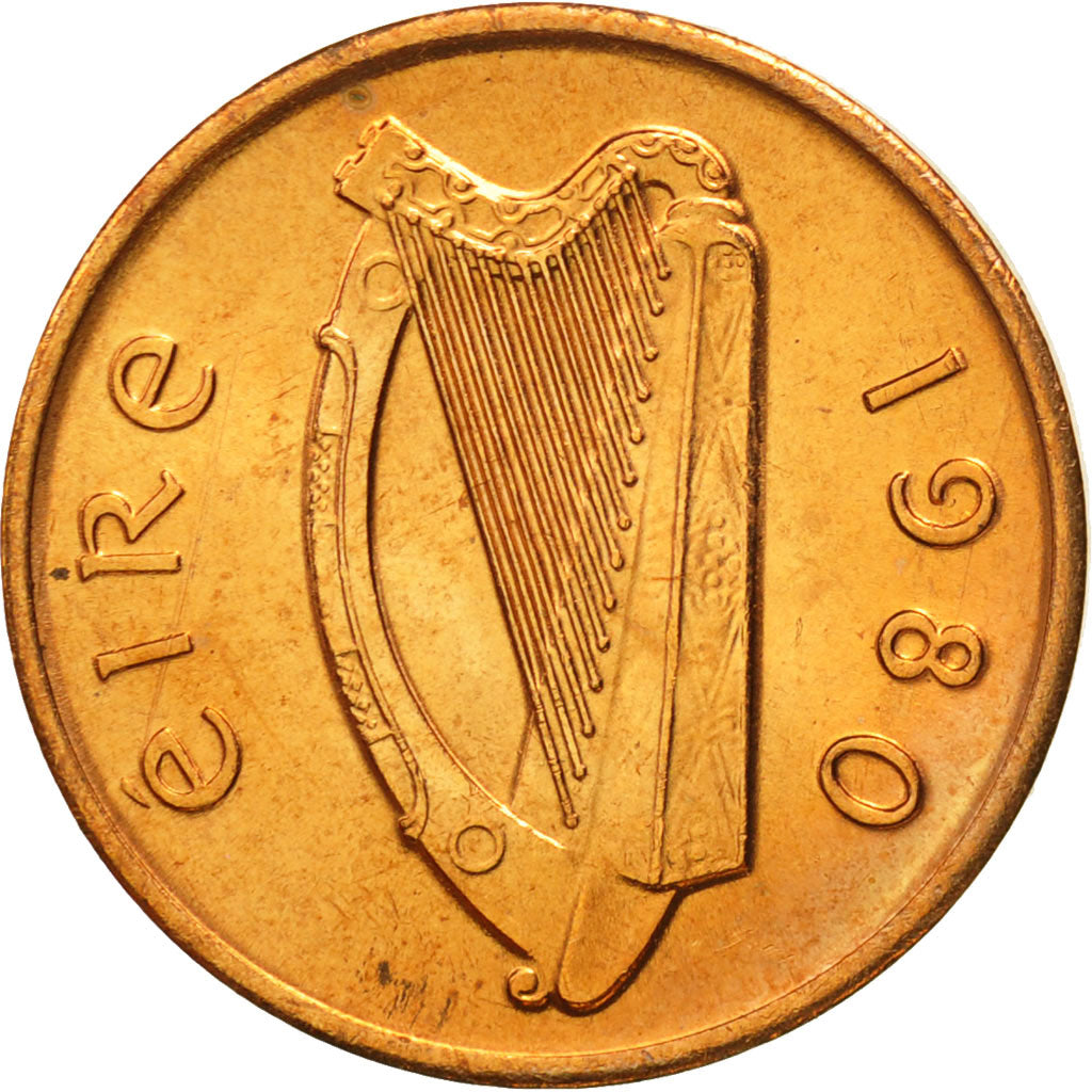 Coin, IRELAND REPUBLIC, 1/2 Penny, 1980, MS(65-70), Bronze, KM:19