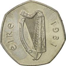 IRELAND REPUBLIC, 50 Pence, 1981, MS(65-70), Copper-nickel, KM:24