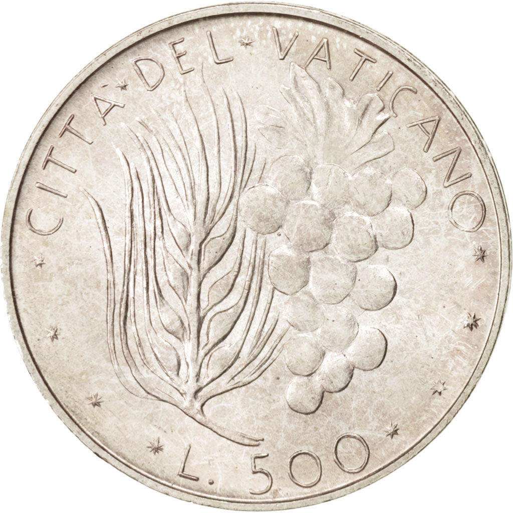 VATICAN CITY, 500 Lire, 1975, KM #123, MS(63), Silver, 29.3, 10.98