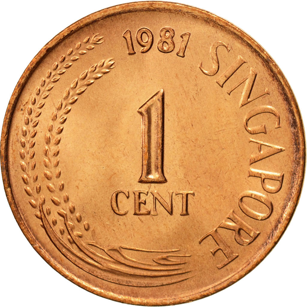 Coin, Singapore, Cent, 1981, Singapore Mint, MS(65-70), Copper Clad Steel, KM:1a