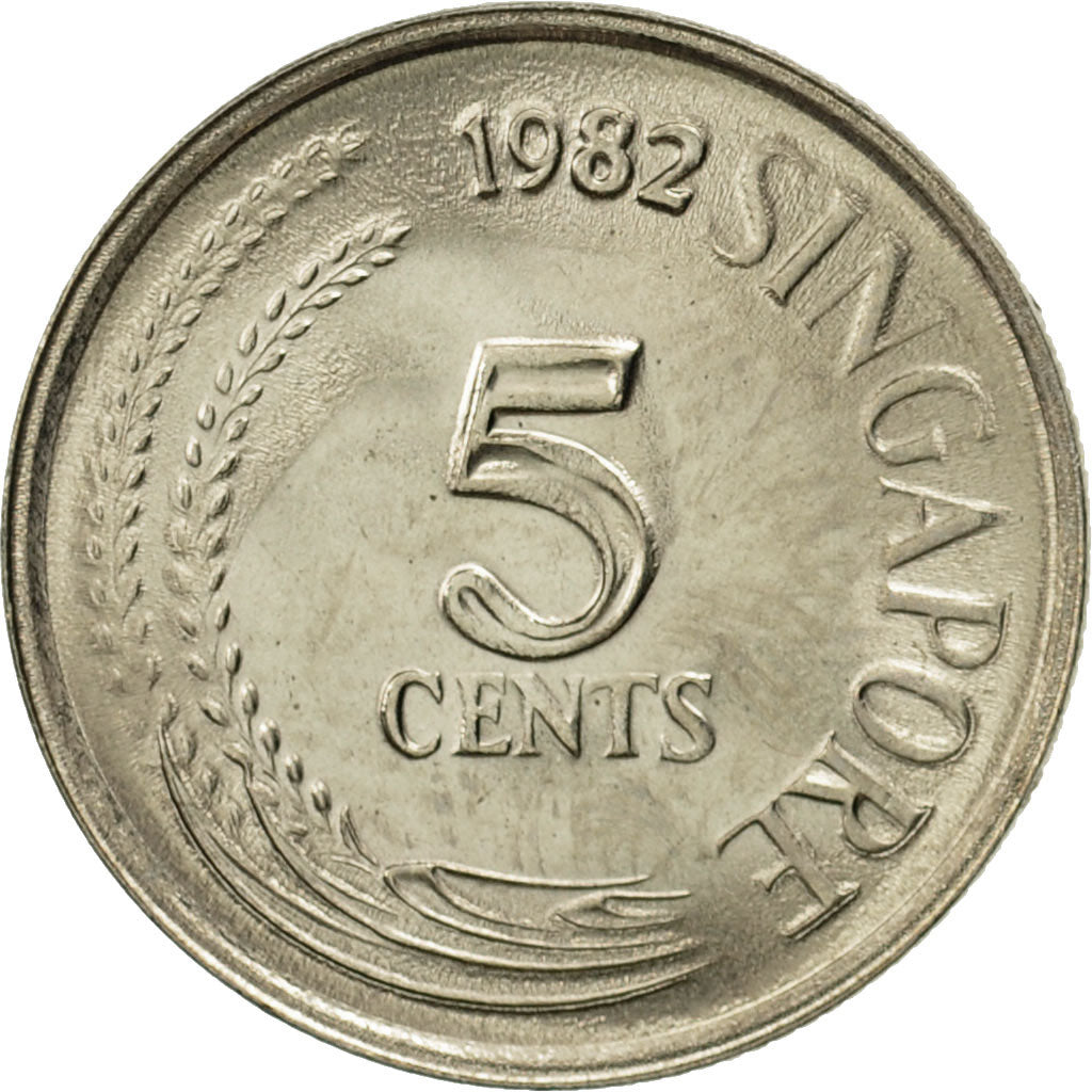 Coin, Singapore, 5 Cents, 1982, Singapore Mint, MS(65-70), Copper-nickel, KM:2