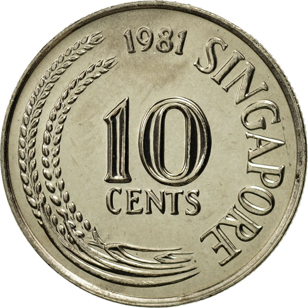 Coin, Singapore, 10 Cents, 1981, Singapore Mint, MS(65-70), Copper-nickel, KM:3