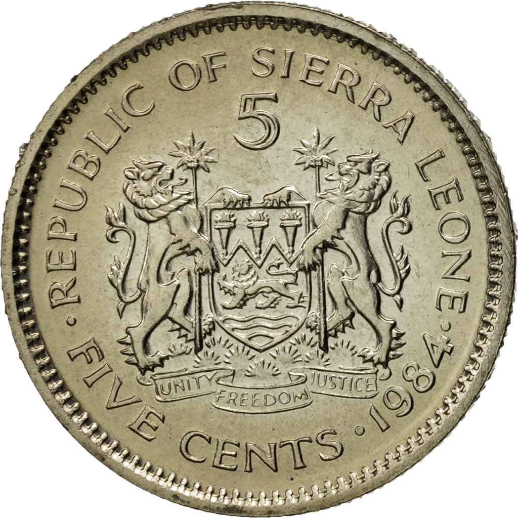 Coin, Sierra Leone, 5 Cents, 1984, MS(65-70), Copper-nickel, KM:33