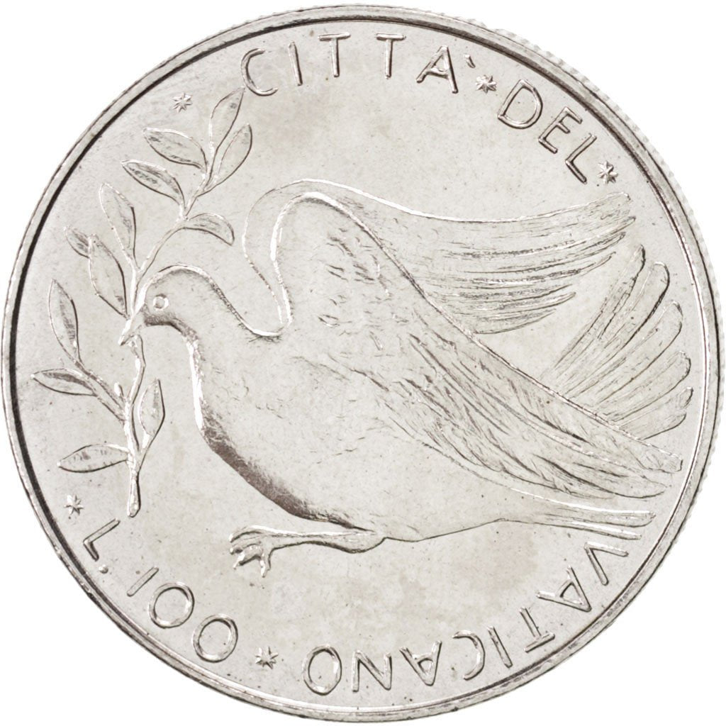 CITTÀ DEL VATICANO, Paul VI, 100 Lire, 1975, SPL, Acciaio inossidabile, KM:122