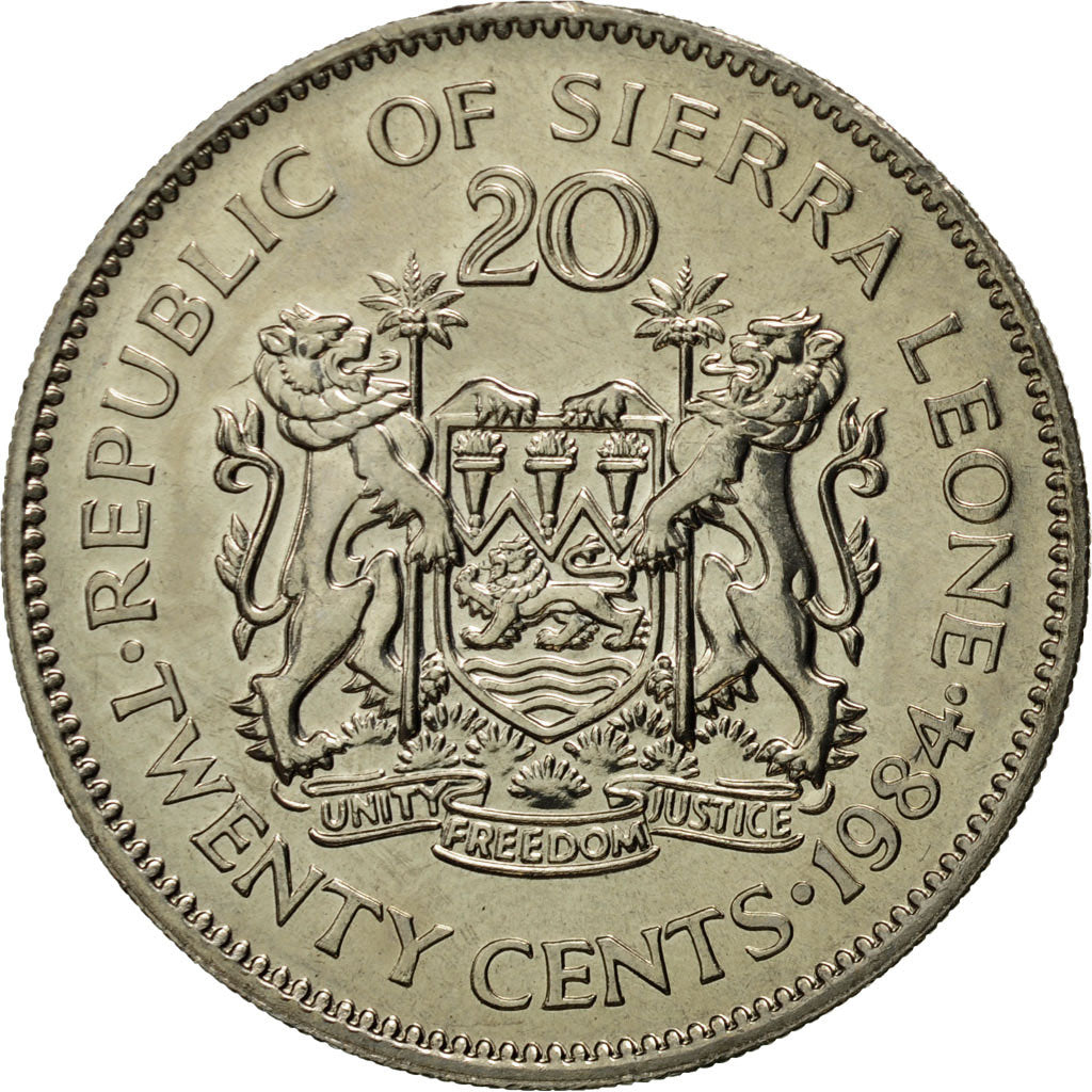 Sierra Leone, 20 Cents, 1984, MS(65-70), Copper-nickel, KM:30