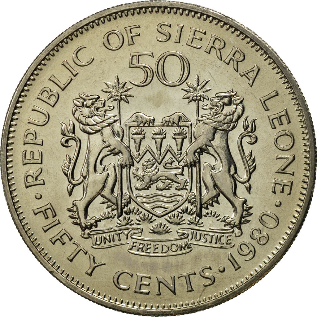 Sierra Leone, 50 Cents, 1980, MS(65-70), Copper-nickel, KM:25