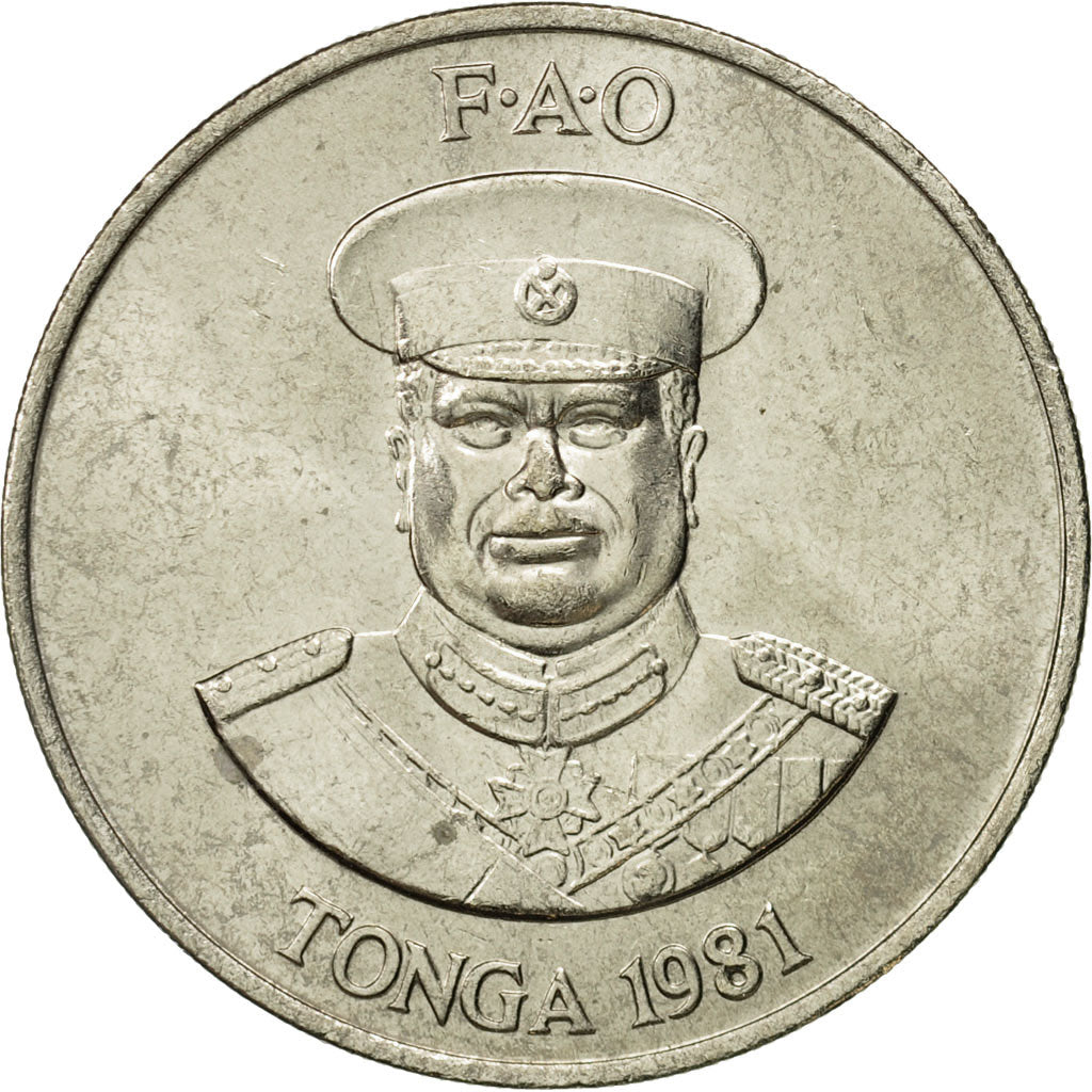 Coin, Tonga, King Taufa'ahau Tupou IV, 20 Seniti, 1981, MS(65-70)