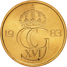 Coin, Sweden, Carl XVI Gustaf, 5 Öre, 1983, MS(65-70), Brass, KM:849a