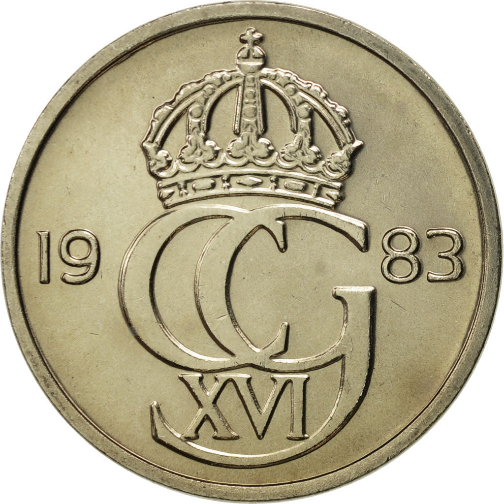 Coin, Sweden, Carl XVI Gustaf, 50 Öre, 1983, MS(65-70), Copper-nickel, KM:855