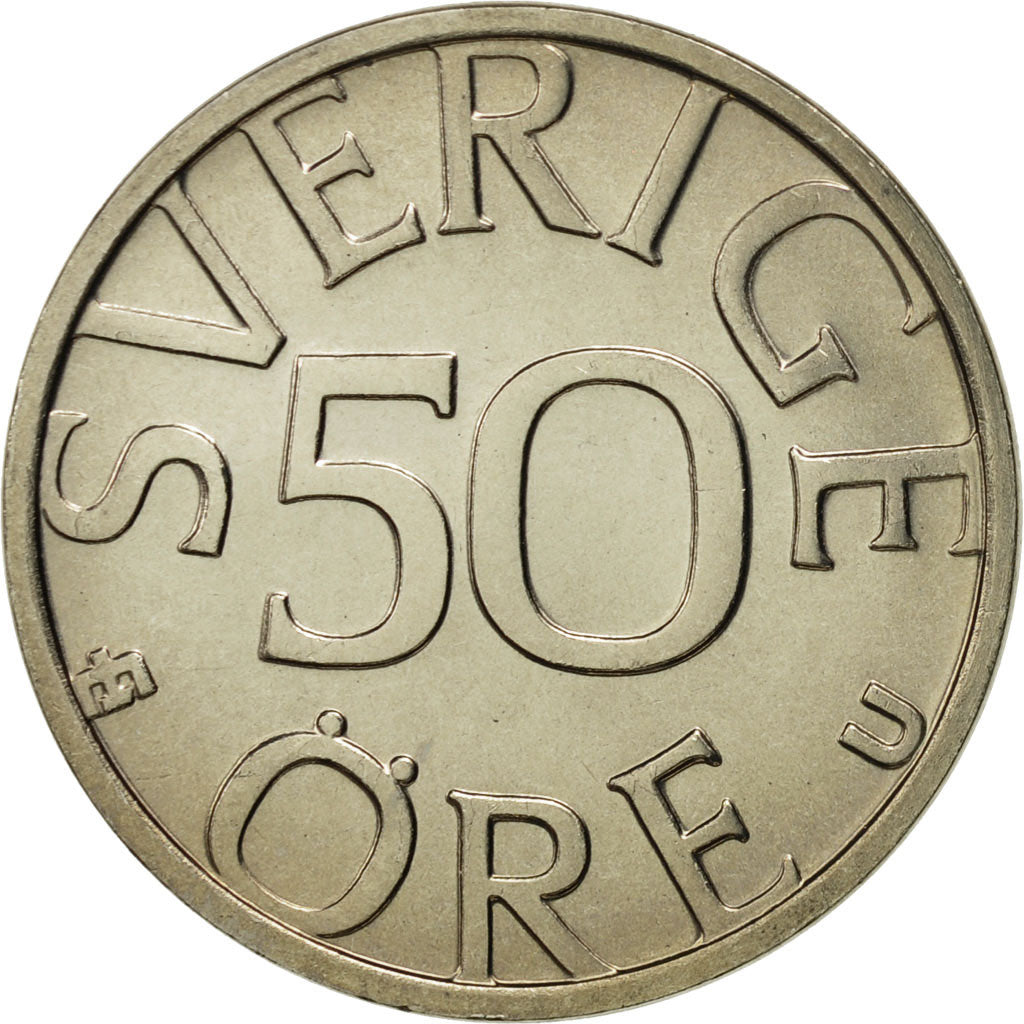 Coin, Sweden, Carl XVI Gustaf, 50 Öre, 1983, MS(65-70), Copper-nickel, KM:855