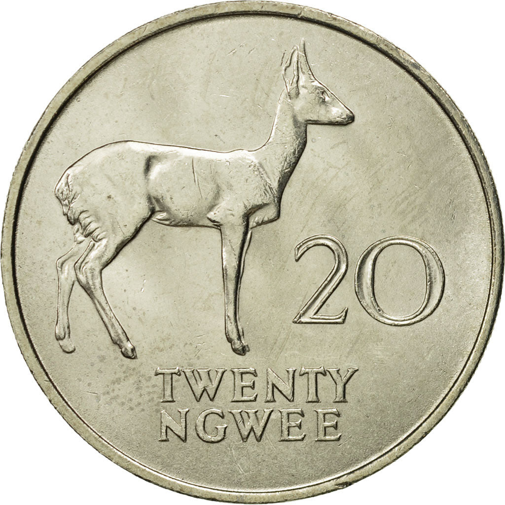 Zambia, 20 Ngwee, 1968, British Royal Mint, MS(65-70), Copper-nickel, KM:13