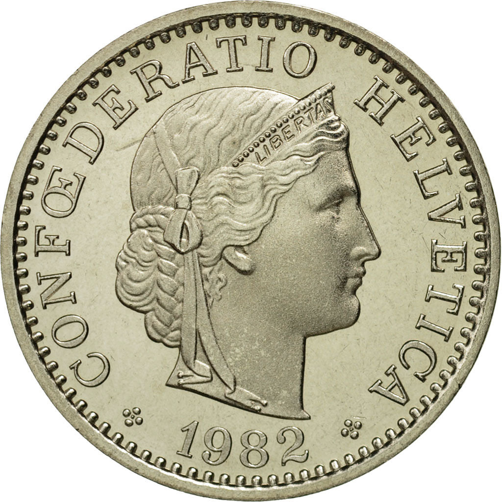 Switzerland, 20 Rappen, 1982, Bern, MS(65-70), Copper-nickel, KM:29a