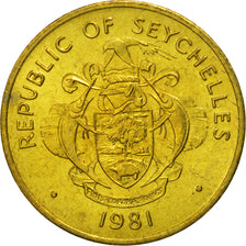 Coin, Seychelles, 10 Cents, 1981, British Royal Mint, MS(65-70), Brass, KM:44