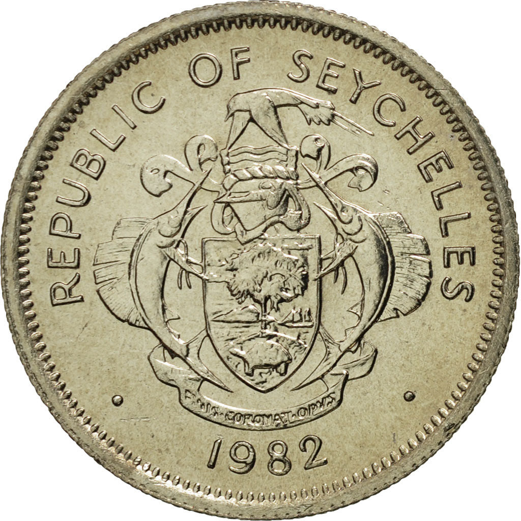 Coin, Seychelles, 25 Cents, 1982, British Royal Mint, MS(65-70), Copper-nickel