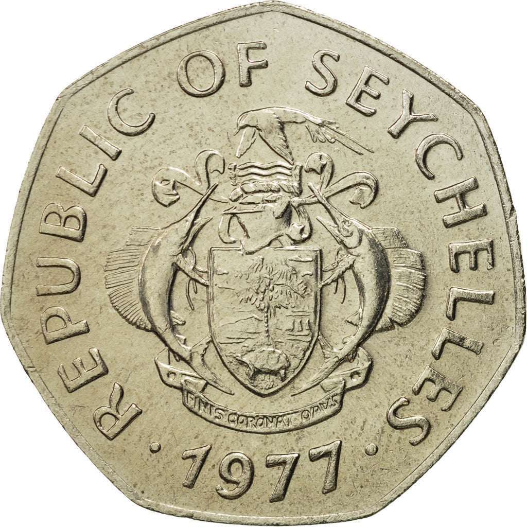Seychelles, 5 Rupees, 1977, British Royal Mint, MS(65-70), Copper-nickel, KM:36