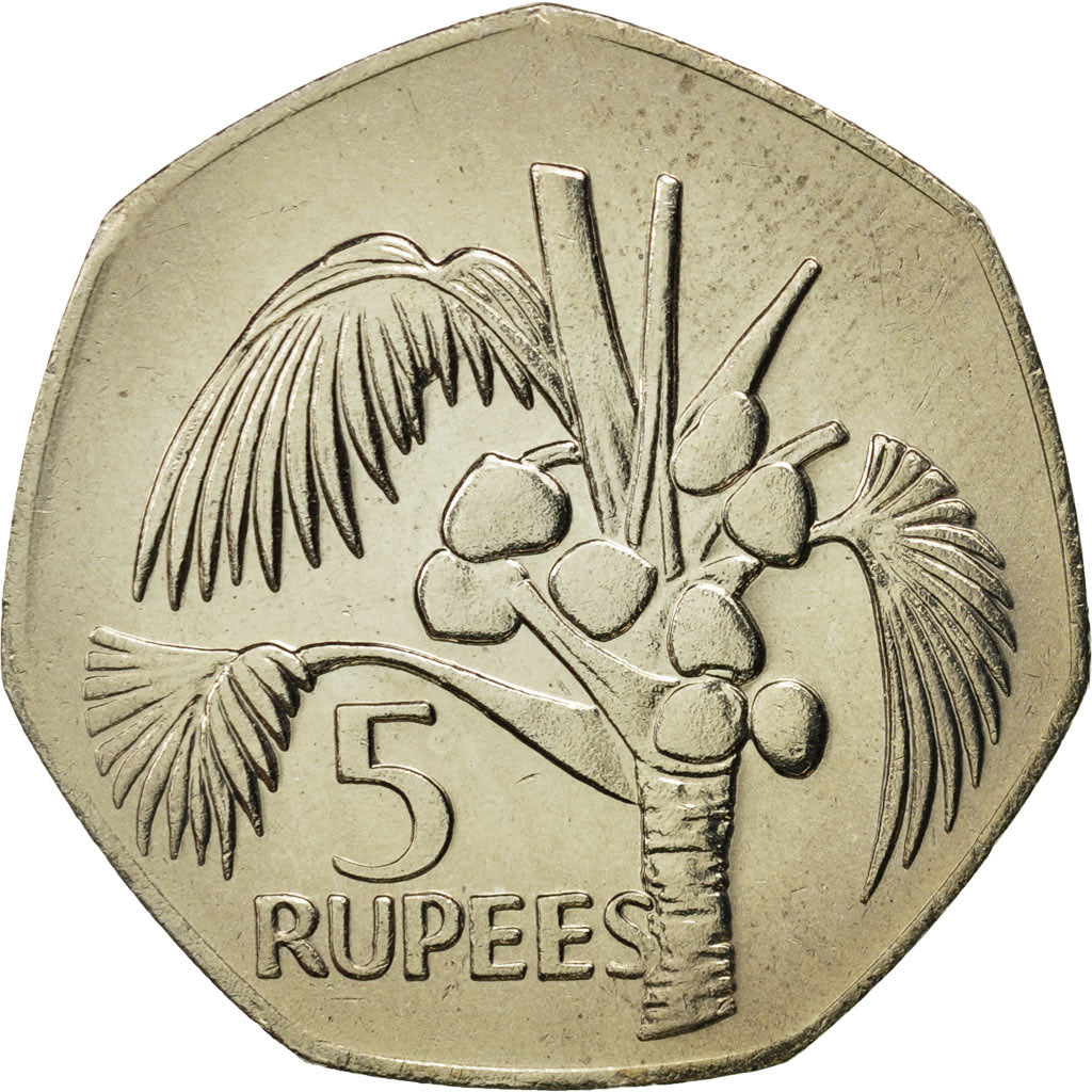 Seychelles, 5 Rupees, 1977, British Royal Mint, MS(65-70), Copper-nickel, KM:36
