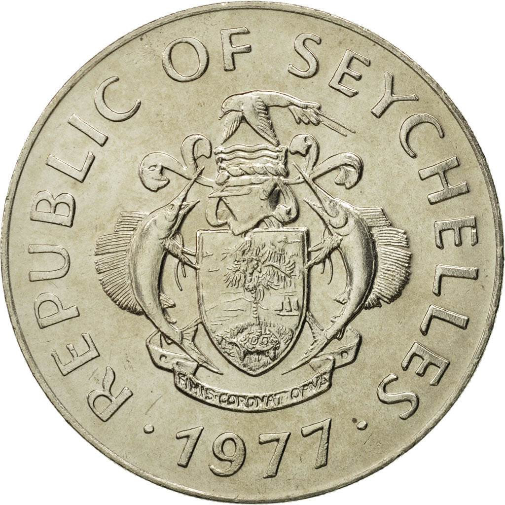 Seychelles, 10 Rupees, 1977, British Royal Mint, MS(65-70), Copper-nickel, KM:37