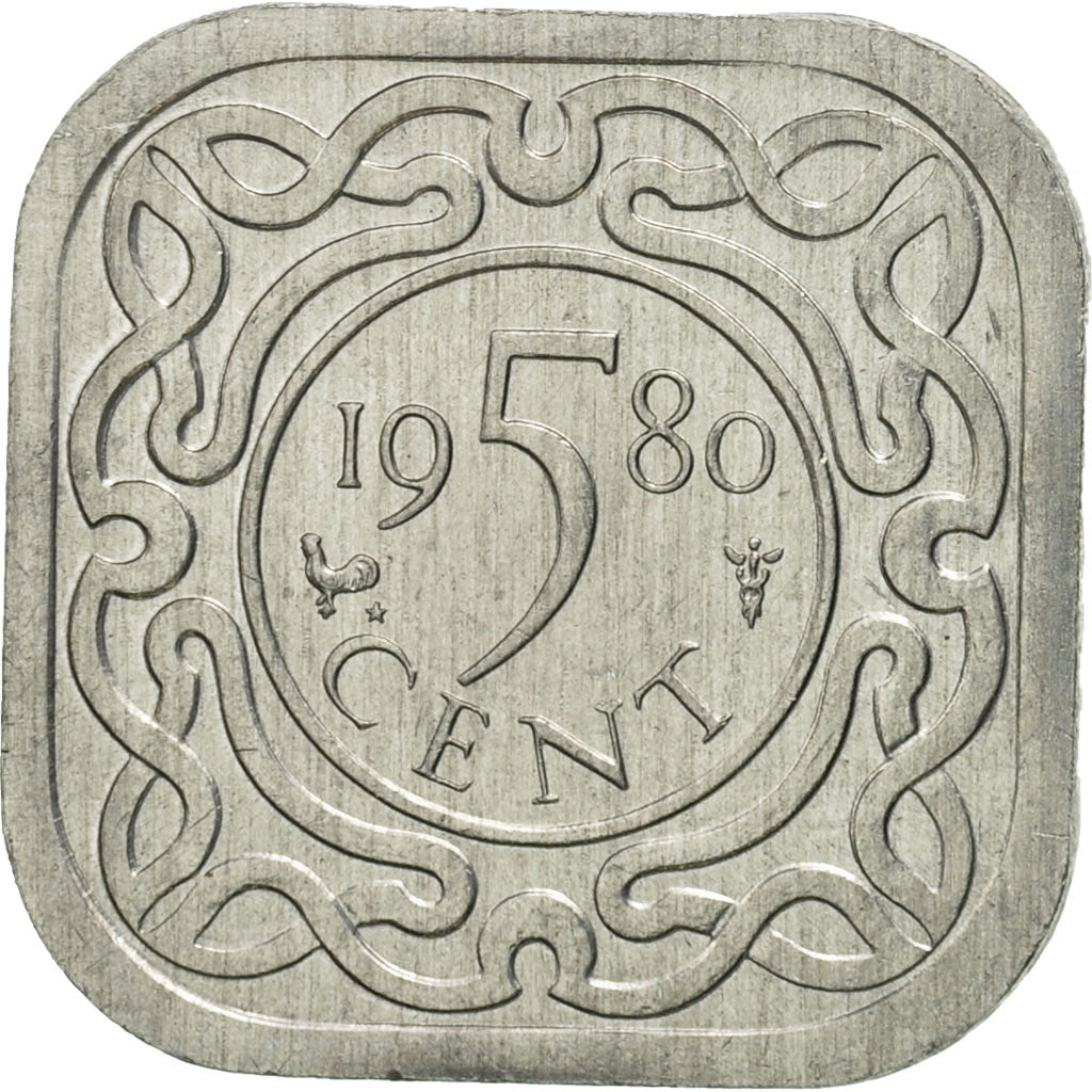 Surinam, 5 Cents, 1980, MS(65-70), Aluminum, KM:12.1a