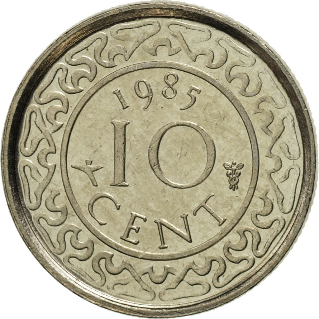 Coin, Surinam, 10 Cents, 1985, MS(65-70), Copper-nickel, KM:13