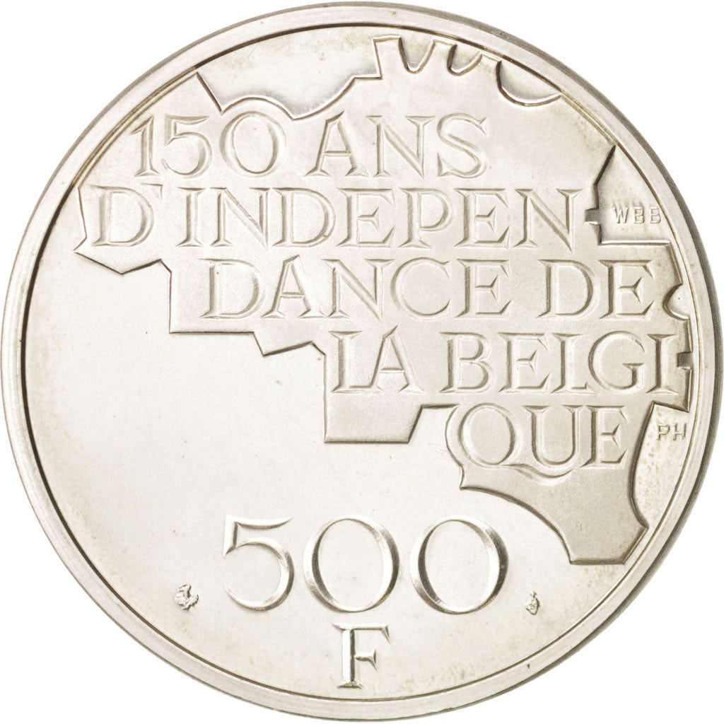 BELGIUM, 500 Francs, 500 Frank, 1980, Brussels, KM #161a, MS(65-70), Silver,...