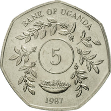 Münze, Uganda, 5 Shillings, 1987, STGL, Nickel plated steel, KM:29