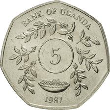 Coin, Uganda, 5 Shillings, 1987, MS(65-70), Nickel plated steel, KM:29