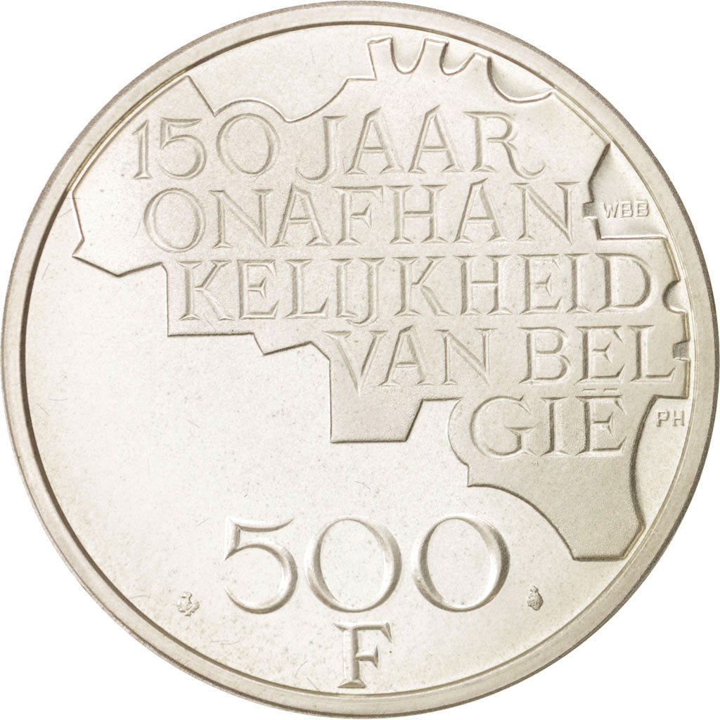 Belgio, 500 Francs, 500 Frank, 1980, FDC, Argento, KM:162a
