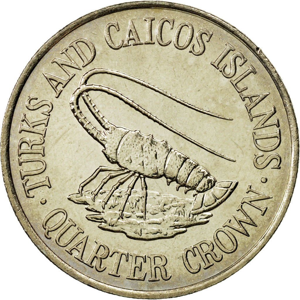 TURKS & CAICOS ISLANDS, Elizabeth II, 1/4 Crown, 1981, MS(65-70), Copper-nickel